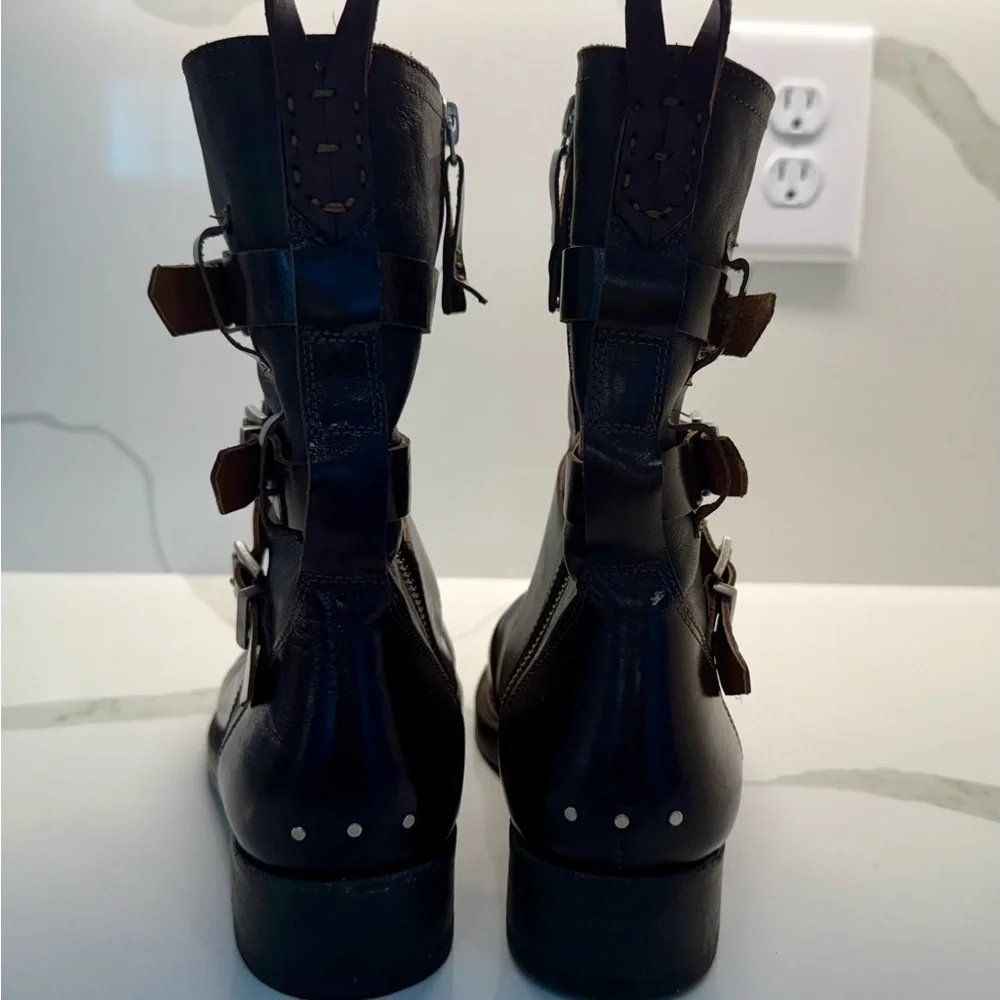 We The Free Dark Brown Buckle Combat Boots - Picture 7 of 11